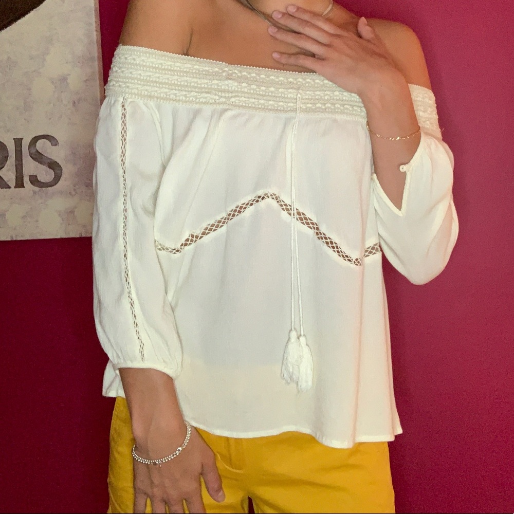 Cream off the shoulder top